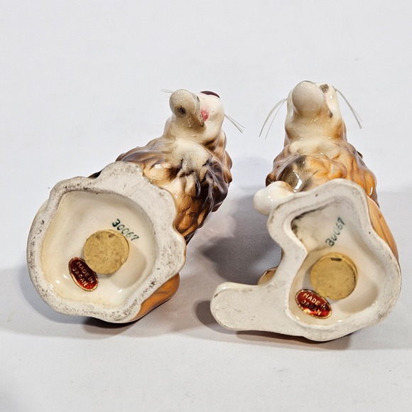 Vintage Yawning Lion Salt and Pepper Shakers Ceramic Japan Brown Mid Century - Picture 6 of 9